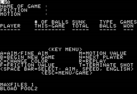 Pool 1.5 (Apple II) screenshot: Instructions