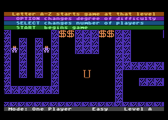 Dandy (Atari 8-bit) screenshot: Main menu