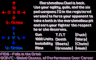Marshmallow Duel (DOS) screenshot: Instructions
