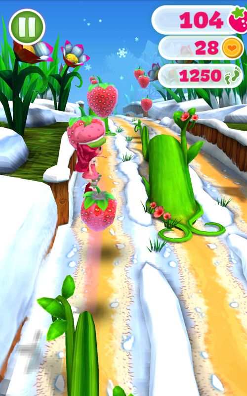 Strawberry Shortcake: Berry Rush (Android) screenshot: Launched from a plant.