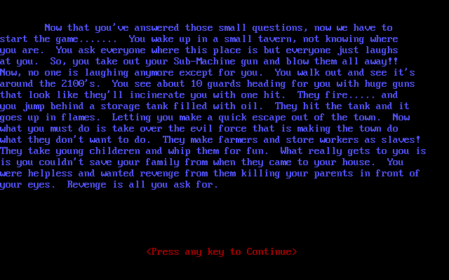 Totally Smashed (DOS) screenshot: Backstory