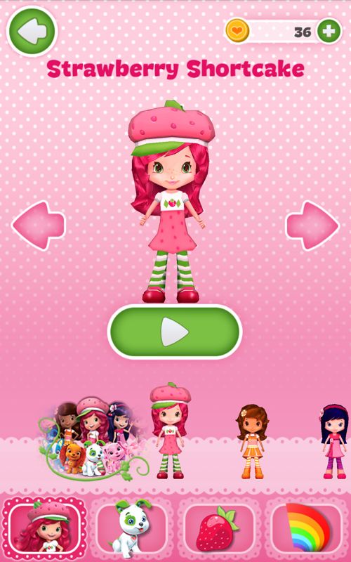 Strawberry Shortcake: Berry Rush (Android) screenshot: Unlock or buy different characters.