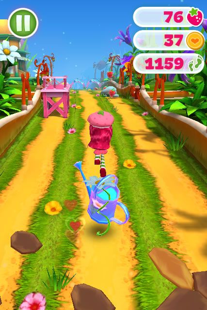 Strawberry Shortcake: Berry Rush (Browser) screenshot: Pick it up to grow a flower with coins.