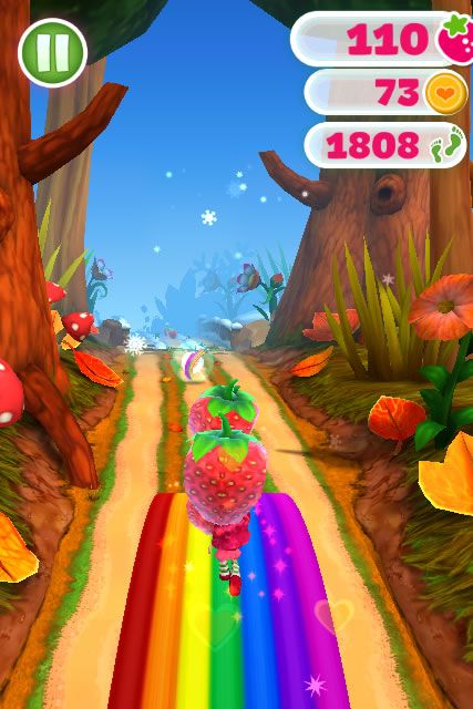 Strawberry Shortcake: Berry Rush (Browser) screenshot: Riding the rainbow.