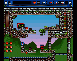 Bograts: The Puzzling Misadventure (Amiga) screenshot: Spring-jumping