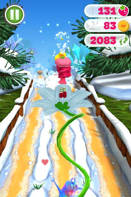 Strawberry Shortcake: Berry Rush (Browser) screenshot: Launched from a flower.