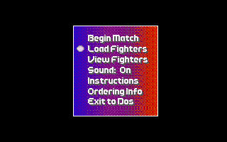 Marshmallow Duel (DOS) screenshot: Start menu