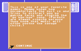 Alter Ego (Commodore 64) screenshot: The lines about your parent singing to baby are trivial, but true