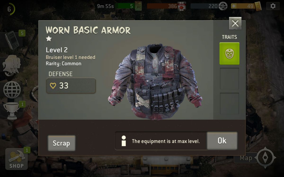 The Walking Dead: No Man's Land (Android) screenshot: A new type of armor