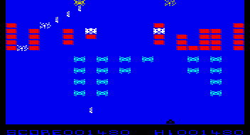 Krell (VIC-20) screenshot: Only two white aliens left