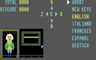 Flunky (Commodore 64) screenshot: Main menu