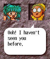 Puyo Pop (N-Gage) screenshot: Dialog with psycho-kid