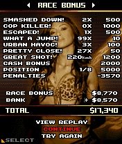 Asphalt: Urban GT 2 (N-Gage) screenshot: Breakdown of collected bonuses