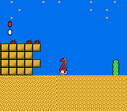 Super Mario Bros. 2 (NES) screenshot: Sinking in quicksand