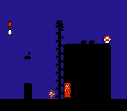 Super Mario Bros. 2 (NES) screenshot: Little Mario in Sub-Space