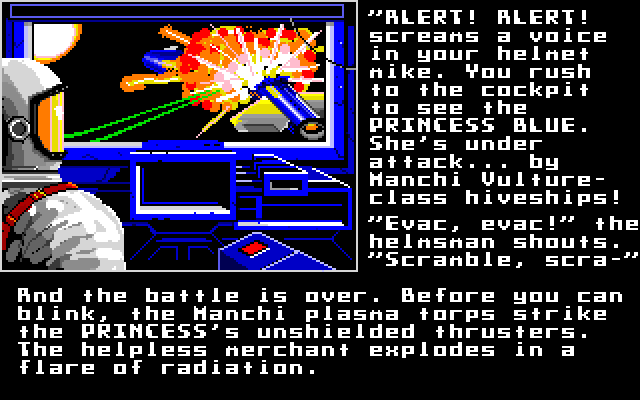Space Rogue (DOS) screenshot: ...now he is gone.