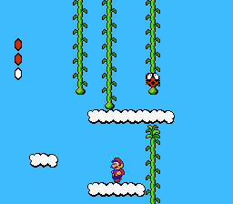 Super Mario Bros. 2 (NES) screenshot: This game has some very vertical areas.