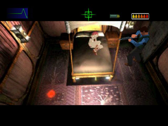 Fear Effect (PlayStation) screenshot: Don't shoot the girl!