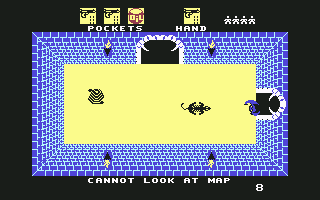 Alcazar: The Forgotten Fortress (Commodore 64) screenshot: So the footprints belong to this monster