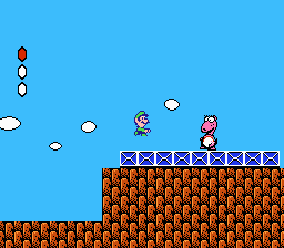 Super Mario Bros. 2 (NES) screenshot: Luigi vs Birdo