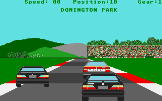 Touring Car Racer (Atari ST) screenshot: NISSAN in DONINGTON PARK Track