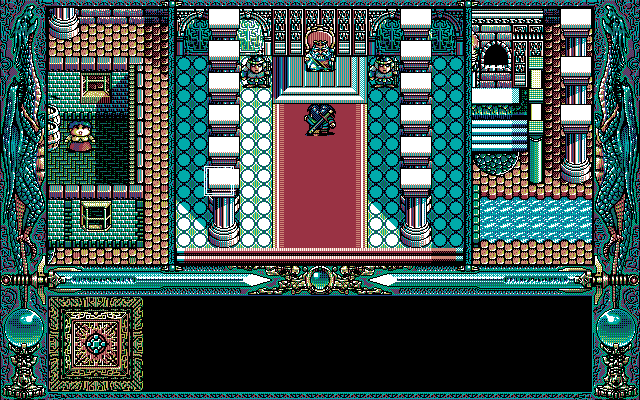 Dragon Knight 4 (PC-98) screenshot: Kakeru storms the palace