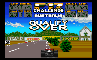 F17 Challenge (Amiga) screenshot: Australia - my vehicle is 100% damaged