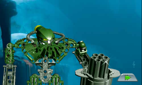 Bionicle Mahri: Command Toa Kongu (Browser) screenshot: Kongu discovers he's out of ammo and decides to go find some more.