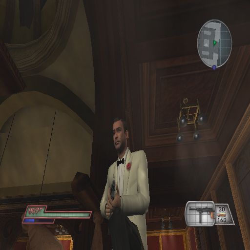 007: From Russia with Love (PlayStation 2) screenshot: The camera can be moved around freely, here it's used to get a good look at Bond