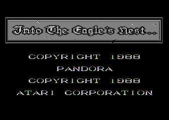 Into the Eagle's Nest (Atari 8-bit) screenshot: Title Screen