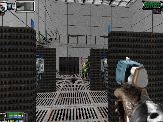 William Shatner's TekWar (DOS) screenshot: Taking out an opponent with the stun gun