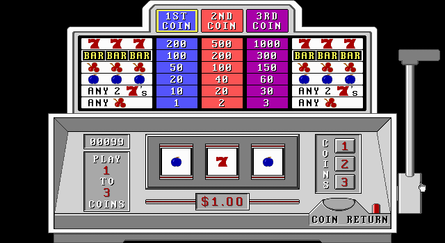 Vegas Bandit (DOS) screenshot: the one armed bandit