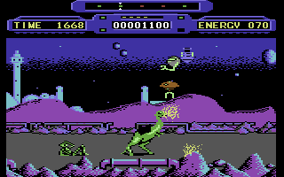 Rimrunner (Commodore 64) screenshot: Knocked off the Runner