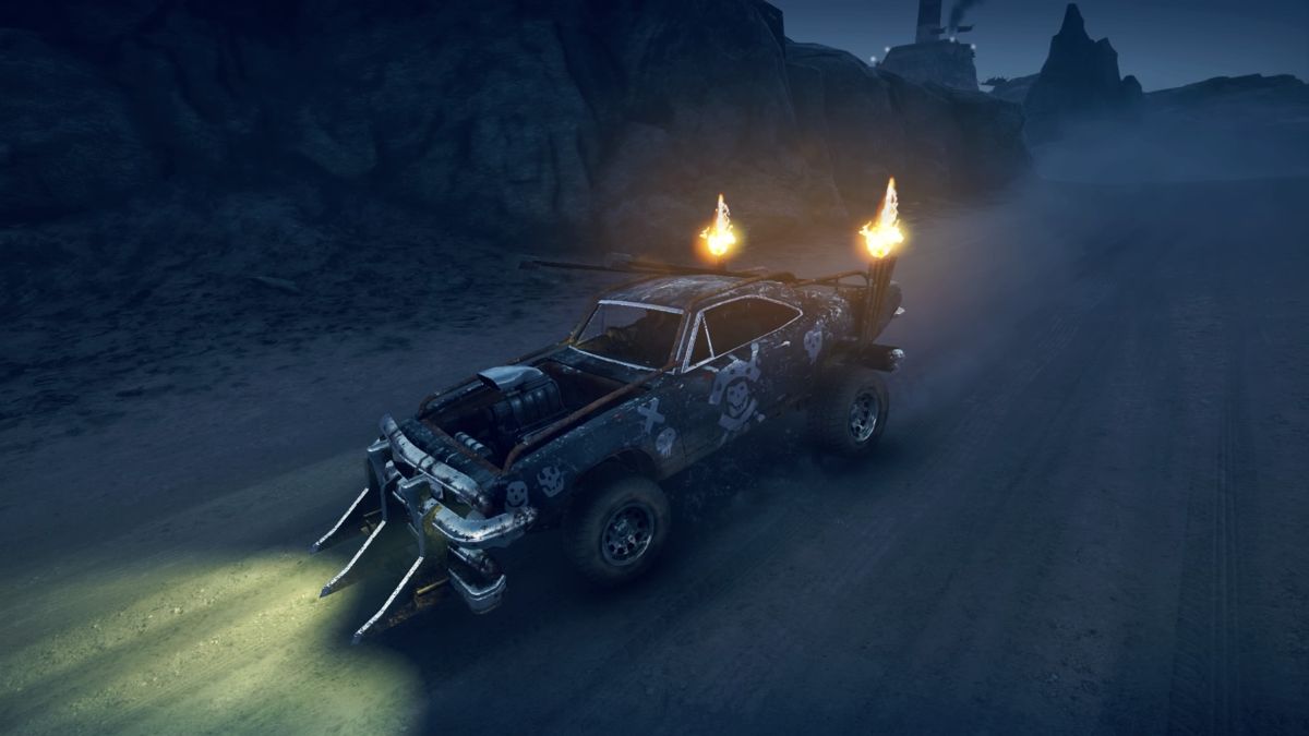 Mad Max (PlayStation 4) screenshot: Max has just stolen a vehicle from the enemies.