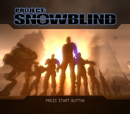 Project: Snowblind (PlayStation 2) screenshot: The second title screen.<br>This artwork is used as a background for the screens where the player chooses between 50Hz or 60Hz.