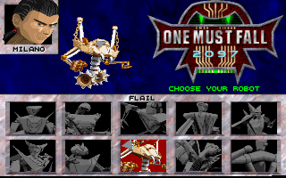 One Must Fall 2097 (DOS) screenshot: Choose a robot