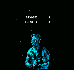 Predator (NES) screenshot: Updating you on the stage and number of lives before a level starts.