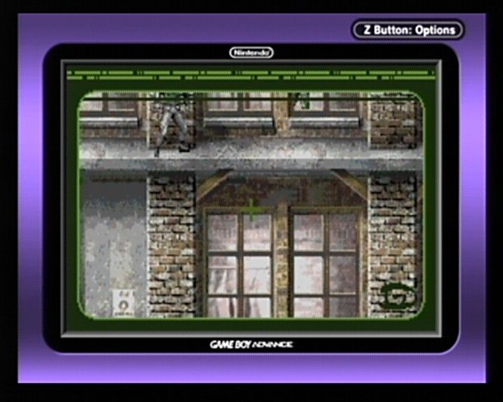 Tom Clancy's Splinter Cell (Game Boy Advance) screenshot: You can use a spy camera any time in the game, which may be helpful for scouting the area before you proceed.