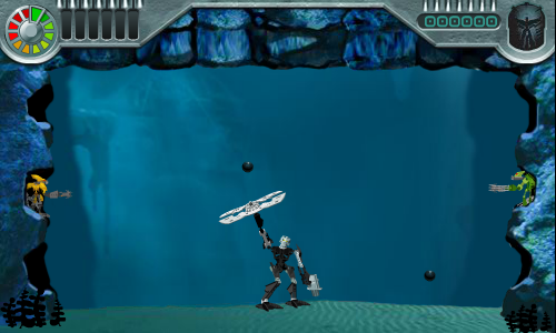 Bionicle Mahri: Command Toa Nuparu (Browser) screenshot: Deflecting bubbles.
