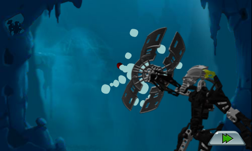 Bionicle Mahri: Command Toa Nuparu (Browser) screenshot: Nuparu is attacked by Maxilos.