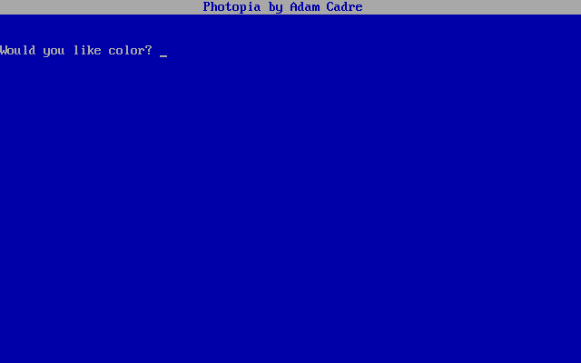 Photopia (DOS) screenshot: This question is not as trifling as it may initially seem.