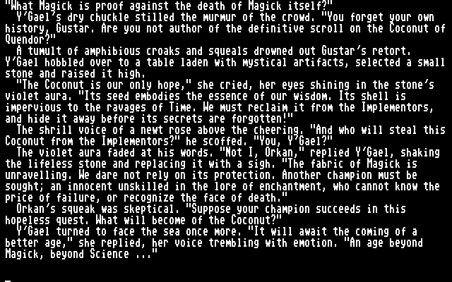Beyond Zork: The Coconut of Quendor (Commodore 128) screenshot: Intro text