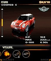Asphalt: Urban GT 2 (N-Gage) screenshot: Choosing Mini Cooper S
