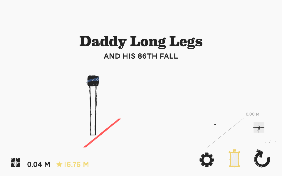 Daddy Long Legs (Browser) screenshot: The game shows the amount of attempts near the top of the screen.