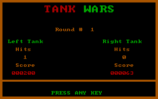 Tank Wars (DOS) screenshot: I lost