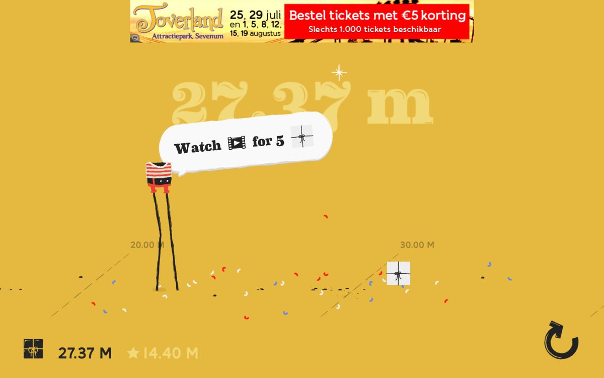 Daddy Long Legs (Android) screenshot: Watch advertisements for additional packs.