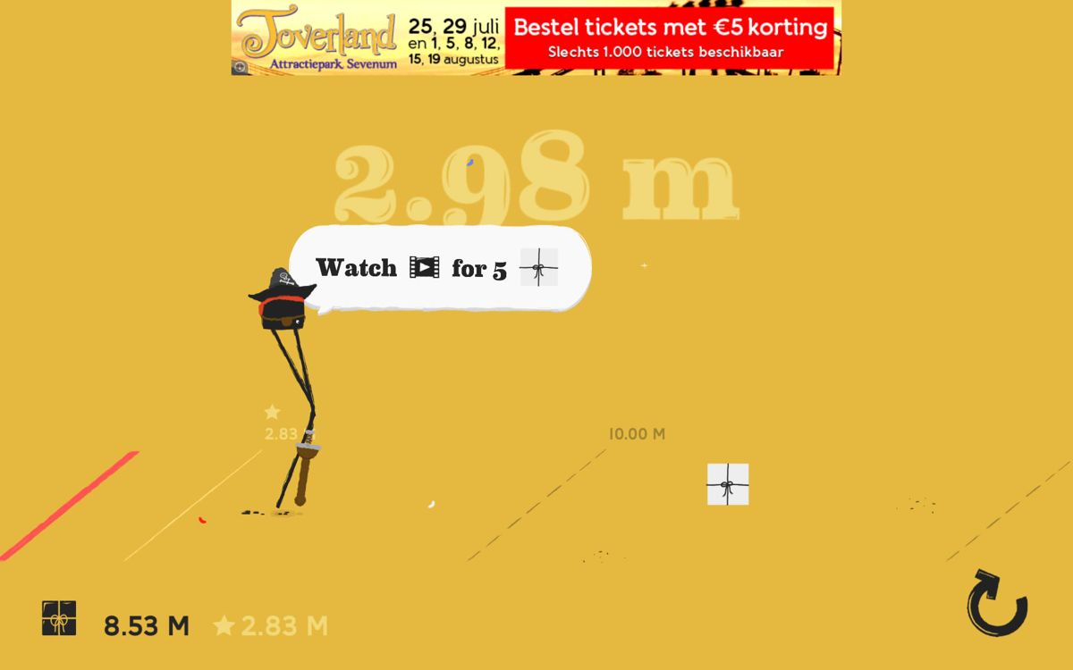Daddy Long Legs (Android) screenshot: I completed three metres.