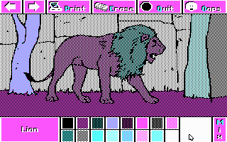 Electric Crayon 3.1: At the Zoo (DOS) screenshot: Lion was painted (CGA 4)