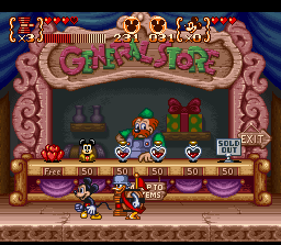 Disney's Magical Quest 3 starring Mickey & Donald (SNES) screenshot: General Store: buy items and upgrades