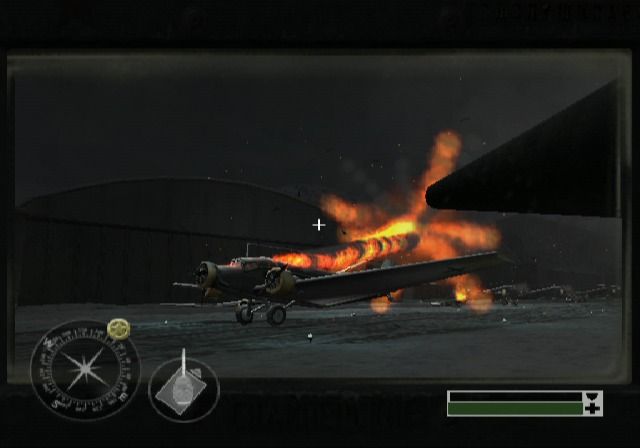 Call of Duty: Finest Hour (PlayStation 2) screenshot: Destroying enemy planes as they're trying to take off